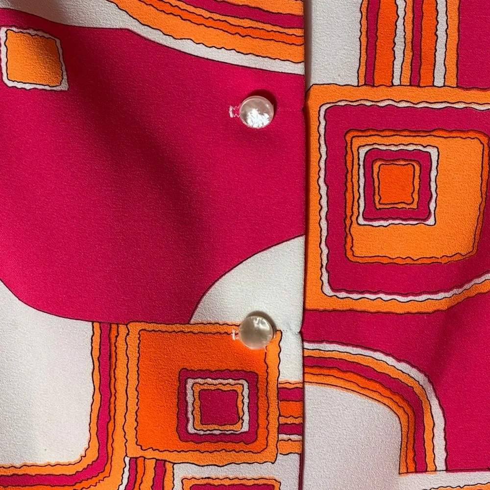 🌸 Vintage 60s Pykettes Psychedelic Geometric Tunic Blouse | Mod Op-Art Top - Picture 8 of 8
